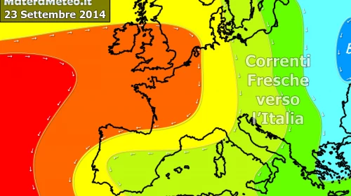 23 Settembre 2014, correnti fresche in arrivo. Fino a 7 gradi in meno!